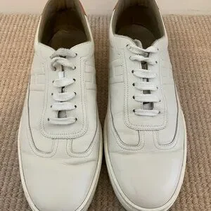 Hermes | Shoes | Hermes Quicker Sneaker Mens 44d White With Orange